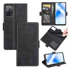 For OPPO A55 5G Dual-side Magnetic Buckle Horizontal Flip Leather Case with Holder & Card Slots & Wallet(Black) - 1