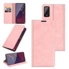 For Wiko Power U20 Retro-skin Business Magnetic Suction Leather Case with Holder & Card Slots & Wallet(Pink) - 1