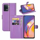 For OPPO A94 4G / F19 Pro / Reno 5 Lite Litchi Texture Horizontal Flip Protective Case with Holder & Card Slots & Wallet(Purple) - 1