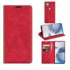 For Motorola Moto One 5G Ace Retro-skin Business Magnetic Suction Leather Case with Holder & Card Slots & Wallet(Red) - 1