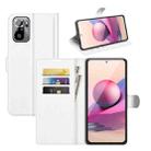 For Xiaomi Redmi Note 10 4G / Note 10S Litchi Texture Horizontal Flip Protective Case with Holder & Card Slots & Wallet(White) - 1