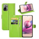 For Xiaomi Redmi Note 10 4G / Note 10S Litchi Texture Horizontal Flip Protective Case with Holder & Card Slots & Wallet(Green) - 1