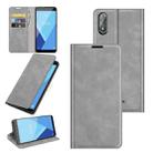 For Wiko Y51 Retro-skin Business Magnetic Suction Leather Case with Holder & Card Slots & Wallet(Grey) - 1