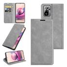 For Xiaomi Redmi Note 10 4G / Note 10S Retro-skin Business Magnetic Suction Leather Case with Holder & Card Slots & Wallet(Grey) - 1