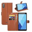 For Wiko Y51 Litchi Texture Horizontal Flip Protective Case with Holder & Card Slots & Wallet(Brown) - 1