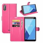 For Wiko Y51 Litchi Texture Horizontal Flip Protective Case with Holder & Card Slots & Wallet(Rose red) - 1