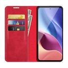 For Xiaomi Redmi K40 Pro / K40 / Poco F3 / Mi 11i Retro-skin Business Magnetic Suction Leather Case with Holder & Card Slots & Wallet(Red) - 3
