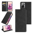 For Xiaomi Redmi Note 10 4G / Note 10S Retro-skin Business Magnetic Suction Leather Case with Holder & Card Slots & Wallet(Black) - 1