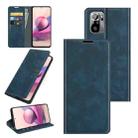 For Xiaomi Redmi Note 10 4G / Note 10S Retro-skin Business Magnetic Suction Leather Case with Holder & Card Slots & Wallet(Dark Blue) - 1