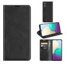 For Samsung Galaxy A02 / M02 Retro-skin Business Magnetic Suction Leather Case with Holder & Card Slots & Wallet(Black) - 1