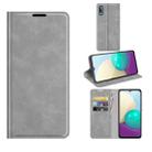 For Samsung Galaxy A02 / M02 Retro-skin Business Magnetic Suction Leather Case with Holder & Card Slots & Wallet(Grey) - 1
