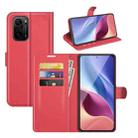 For Xiaomi Redmi K40 Pro / K40 / Poco F3 / Mi 11i Litchi Texture Horizontal Flip Protective Case with Holder & Card Slots & Wallet(Red) - 1