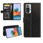 For Xiaomi Redmi Note 10 Pro / Note 10 Pro Max R64 Texture Single Horizontal Flip Protective Case with Holder & Card Slots & Wallet& Photo Frame(Black) - 1
