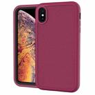 For iPhone XS Max Solid Color PC + Silicone Shockproof Skid-proof Dust-proof Case(Wine Red) - 1