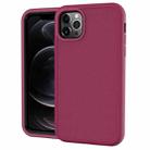 For iPhone 11 Pro Max Solid Color PC + Silicone Shockproof Skid-proof Dust-proof Case (Wine Red) - 1