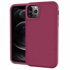 For iPhone 12 / 12 Pro Solid Color PC + Silicone Shockproof Skid-proof Dust-proof Case(Wine Red) - 1