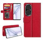 For Huawei P50 R64 Texture Single Horizontal Flip Protective Case with Holder & Card Slots & Wallet& Photo Frame(Red) - 1