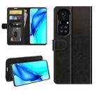 For Huawei P50 Pro R64 Texture Single Horizontal Flip Protective Case with Holder & Card Slots & Wallet& Photo Frame(Black) - 1
