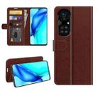 For Huawei P50 Pro R64 Texture Single Horizontal Flip Protective Case with Holder & Card Slots & Wallet& Photo Frame(Brown) - 1