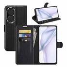 For Huawei P50 Litchi Texture Horizontal Flip Protective Case with Holder & Card Slots & Wallet(Black) - 1
