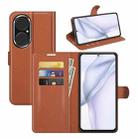 For Huawei P50 Litchi Texture Horizontal Flip Protective Case with Holder & Card Slots & Wallet(Brown) - 1