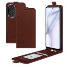 For Huawei P50 R64 Texture Single Vertical Flip Leather Protective Case with Card Slots & Photo Frame(Brown) - 1