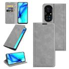 For Huawei P50 Pro Retro-skin Business Magnetic Suction Leather Case with Holder & Card Slots & Wallet(Grey) - 1