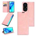 For Huawei P50 Pro Retro-skin Business Magnetic Suction Leather Case with Holder & Card Slots & Wallet(Pink) - 1