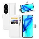 For Huawei P50 Pro Litchi Texture Horizontal Flip Protective Case with Holder & Card Slots & Wallet(White) - 1