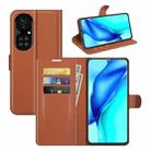 For Huawei P50 Pro Litchi Texture Horizontal Flip Protective Case with Holder & Card Slots & Wallet(Brown) - 1