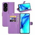 For Huawei P50 Pro Litchi Texture Horizontal Flip Protective Case with Holder & Card Slots & Wallet(Purple) - 1