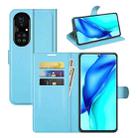 For Huawei P50 Pro Litchi Texture Horizontal Flip Protective Case with Holder & Card Slots & Wallet(Blue) - 1