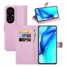 For Huawei P50 Pro Litchi Texture Horizontal Flip Protective Case with Holder & Card Slots & Wallet(Pink) - 1