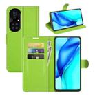 For Huawei P50 Pro Litchi Texture Horizontal Flip Protective Case with Holder & Card Slots & Wallet(Green) - 1