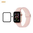 For Apple Watch Series 6/5/4/SE 40mm Hat-Prince ENKAY 2 in 1 Adjustable Flexible Polyester Wrist Watch Band + Full Screen Full Glue PMMA Curved HD Screen Protector(Light Pink) - 1