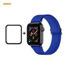 For Apple Watch Series 6 / 5 / 4 / SE 44mm Hat-Prince ENKAY 2 in 1 Adjustable Flexible Polyester Watch Band + Full Screen Full Glue PMMA Curved HD Screen Protector(Royal Blue) - 1