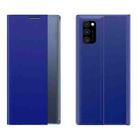 For Samsung Galaxy A82 5G / Quantum2 Side Display Magnetic Horizontal Flip Plain Texture Cloth + PC Case with Holder & Sleep / Wake-up Function(Blue) - 1