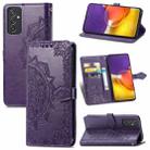 For Samsung Galaxy A82 5G Mandala Embossing Pattern Horizontal Flip Leather Case with Holder & Card Slots & Wallet & Lanyard(Purple) - 1