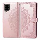 For Samsung Galaxy A22 4G Mandala Embossing Pattern Horizontal Flip Leather Case with Holder & Card Slots & Wallet & Lanyard(Rose Gold) - 2