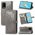 For OPPO A54 4G Mandala Embossing Pattern Horizontal Flip Leather Case with Holder & Card Slots & Wallet & Lanyard(Gray) - 1