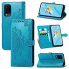 For OPPO A54 4G Mandala Embossing Pattern Horizontal Flip Leather Case with Holder & Card Slots & Wallet & Lanyard(Blue) - 1