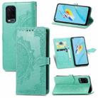 For OPPO A54 4G Mandala Embossing Pattern Horizontal Flip Leather Case with Holder & Card Slots & Wallet & Lanyard(Green) - 1