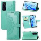 For vivo V20 SE Mandala Embossing Pattern Horizontal Flip Leather Case with Holder & Card Slots & Wallet & Lanyard(Green) - 1