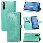 For Sony Xperia 1 III Mandala Embossing Pattern Horizontal Flip Leather Case with Holder & Card Slots & Wallet & Lanyard(Green) - 1