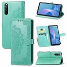 For Sony Xperia 10 III Mandala Embossing Pattern Horizontal Flip Leather Case with Holder & Card Slots & Wallet & Lanyard(Green) - 1