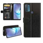 For Motorola Moto G50 R64 Texture Single Horizontal Flip Protective Case with Holder & Card Slots & Wallet& Photo Frame(Black) - 1