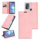 For Motorola Moto G50 Retro-skin Business Magnetic Suction Leather Case with Holder & Card Slots & Wallet(Pink) - 1