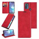 For Motorola Moto G50 Retro-skin Business Magnetic Suction Leather Case with Holder & Card Slots & Wallet(Red) - 1