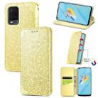 For OPPO A54 4G Blooming Mandala Embossed Pattern Magnetic Horizontal Flip Leather Case with Holder & Card Slots & Wallet(Yellow) - 1