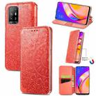 For OPPO A94 5G / Reno5 Z Blooming Mandala Embossed Pattern Magnetic Horizontal Flip Leather Case with Holder & Card Slots & Wallet(Red) - 1